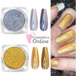 Decor pentru unghii NADP040PP Sclipici fin holografic effect Silver & Gold (2 culori)